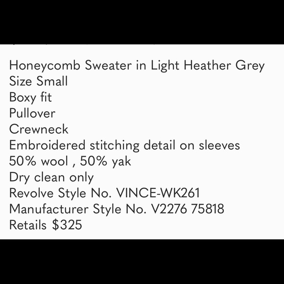 Vince. Honeycomb Knit Yak and Wool Sweater - Picture 3 of 8